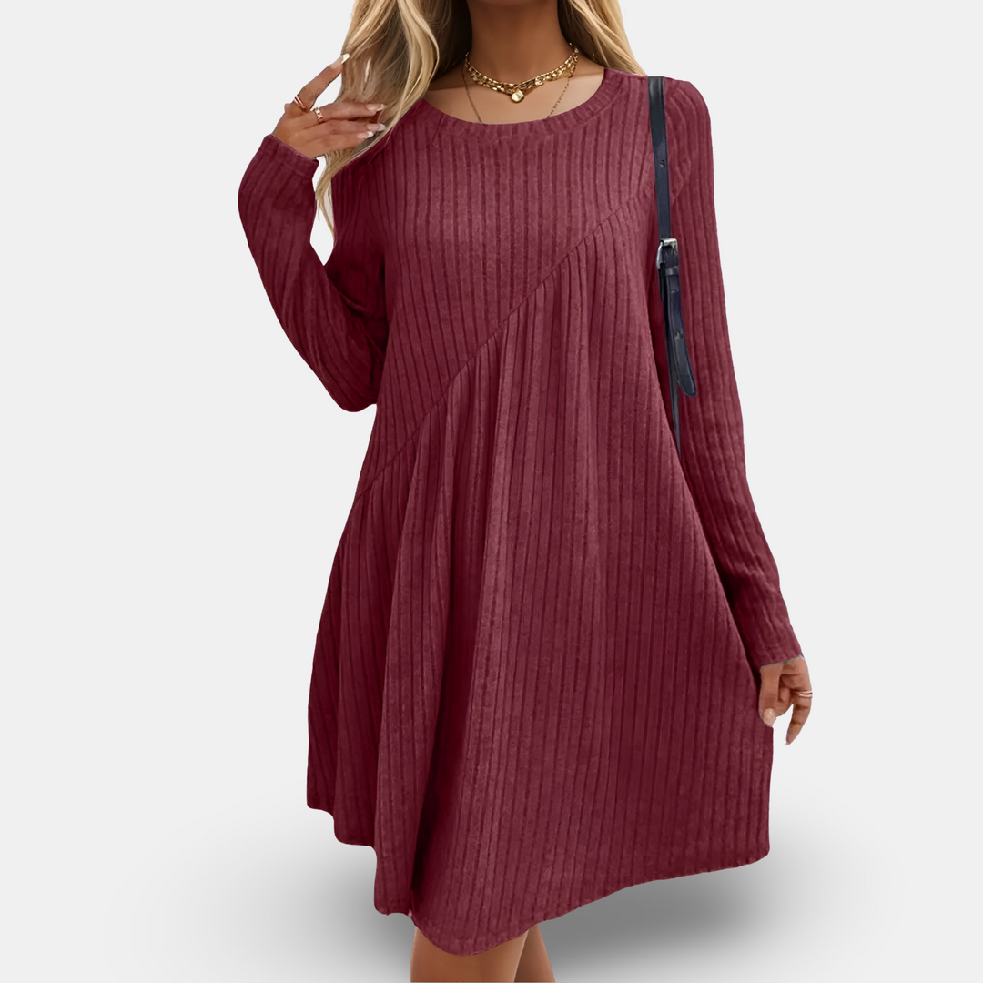 Cara - Classy Ribbed A-Line Dress