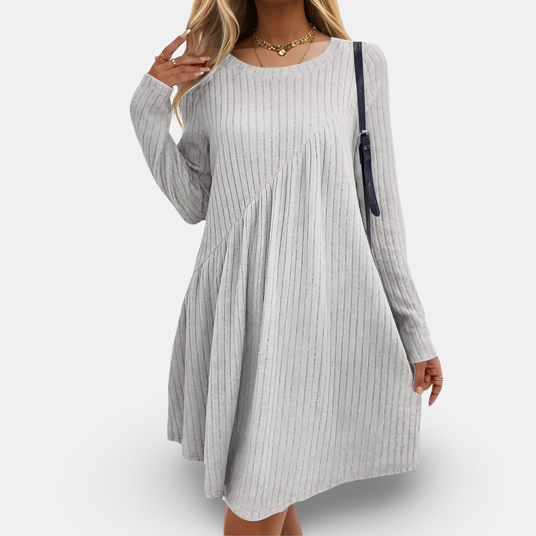 Cara - Classy Ribbed A-Line Dress