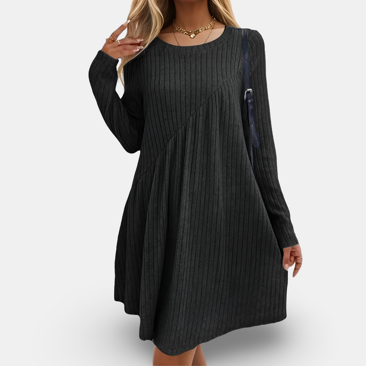 Cara - Classy Ribbed A-Line Dress