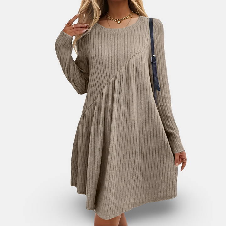 Cara - Classy Ribbed A-Line Dress